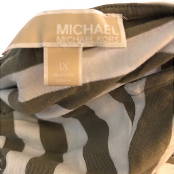 Michael Michael Kors Women’s Size 1X Olive Green Striped Cotton Blend Dress - Picture 4 of 6